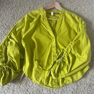 Pilcro Chartreuse Blouse with Button Detail